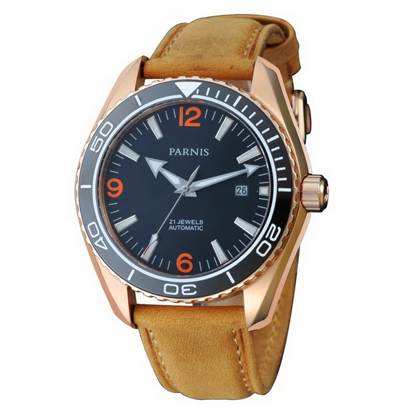 Parnis 45mm Rose Gold Case Sapphire Glass Ceramic Bezel Ocean Planet style Luminous Automatic Men s Watch