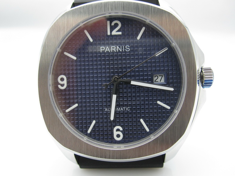 Parnis 40mm stripe blue dial automatic square case mens Blue