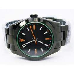 PARNIS MILGAUSS 39MM CASE PVD EXPLORER AUTO WATCH ORANGE HANDS