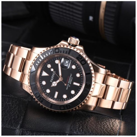 Parnis yachtmaster shop rose gold