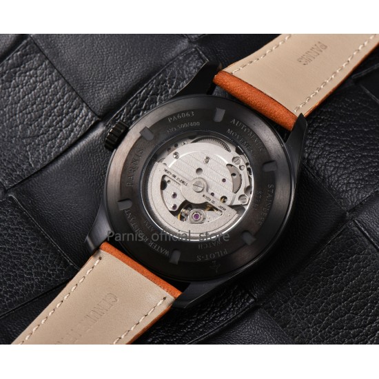 Parnis 44mm Black Dial Miyota 8219 Automatic Mechnical Men Wrist Watch 24 hour Small Second PVD Case