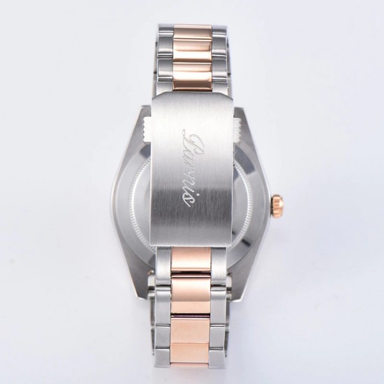 Parnis 39.5mm Silver Dial 2 Tone Rose Gold Miyota 8215 Movement Automatic Mechanical Men's Watches