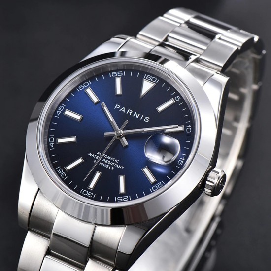 Parnis 39.5mm Blue Dial Miyota 8215 Movement Automatic Mechanical Men's Watches