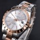 Parnis 39.5mm Silver Dial 2 Tone Rose Gold Automatic Mechanical Mens Watch Silver Stainless Steel Bracelet