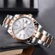 Parnis 39.5mm Silver Dial 2 Tone Rose Gold Automatic Mechanical Mens Watch Silver Stainless Steel Bracelet